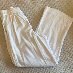 Abercrombie White Linen Blend Wide-Leg Pants